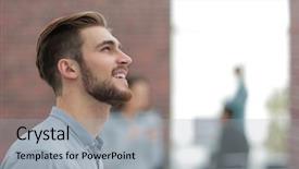  Presentation with business profile - Beautiful slide set featuring smiling businessman in profile backdrop and a light gray colored foreground