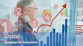  Presentation with process flow chart - Amazing PPT theme having smiling businessman looking flow chart backdrop and a teal colored foreground