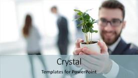  Presentation with young business woman smile show - Slide deck consisting of smiling businessman shows green young background and a  colored foreground