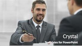  Presentation with contract - Beautiful slides featuring smiling businessman signing a lucrative backdrop and a dark gray colored foreground