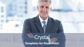  Presentation with nuclear arms - Amazing presentation design having smiling businessman with arms crossed backdrop and a ocean colored foreground