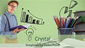  Presentation with digital book - Slide set featuring smiling businessman with book background and a mint green colored foreground