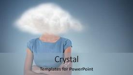  Presentation with purple - Slide deck consisting of smiling businesswoman against purple vignette background and a light blue colored foreground