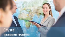  Presentation with lecture hall - Beautiful PPT layouts featuring smiling-businesswoman-holding-clipboard backdrop and a teal colored foreground