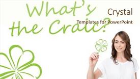  Presentation with marker - PPT layouts having smiling businesswoman holding marker against shamrock background and a cream colored foreground