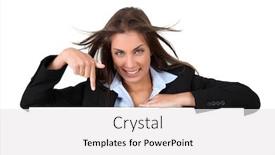  Presentation with whiteboard - Beautiful presentation theme featuring smiling-businesswoman-holding-whiteboard and a white colored foreground