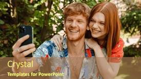  Presentation with ginger - PPT layouts having smiling-carefree-young-couple background and a coral colored foreground