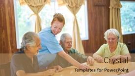  Presentation with caregiver - Slide deck consisting of smiling-caregiver-helping-senior-group background and a  colored foreground