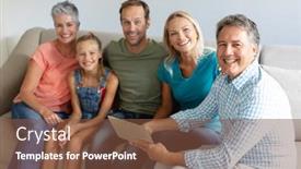  Presentation with grandparents - Amazing theme having smiling-caucasian-grandparents-on-couch backdrop and a tawny brown colored foreground