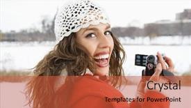  Presentation with winter video - Colorful slides enhanced with winter clothing holding video backdrop and a red colored foreground