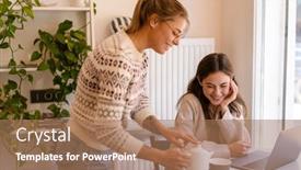  Presentation with waitress - Audience pleasing slide deck consisting of smiling-charming-waitress-serving-tea backdrop and a coral colored foreground