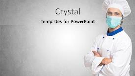  Presentation with chef - Presentation theme with smiling-chef-in-front background and a light gray colored foreground