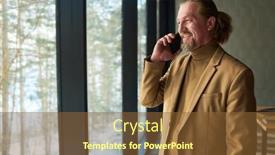  Presentation with executive - Slide set consisting of smiling-chief-executive-officer background and a tawny brown colored foreground