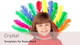  Presentation with bright colorful candy isolated - Amazing presentation theme having smiling-child-with-colorfully-feathers backdrop and a lemonade colored foreground