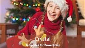  Presentation with child tree - Presentation theme with smiling child with dog near christmas tree at home merry christmas and happy new year background and a tawny brown colored foreground