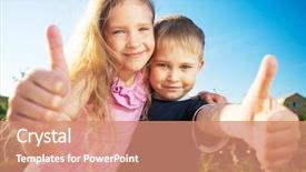  Presentation with broken family children sad - Amazing slide deck having smiling children at summer family backdrop and a  colored foreground