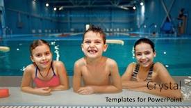  Presentation with children - Slide deck consisting of smiling-children-group-poses background and a coral colored foreground