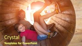  Presentation with playground - Theme with smiling-children-lying-in-wooden background and a tawny brown colored foreground