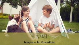  Presentation with children playing - Presentation with smiling-children-playing-at-backyard background and a gold colored foreground