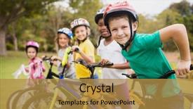  Presentation with children - Audience pleasing theme consisting of smiling children posing in raw backdrop and a gold colored foreground