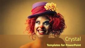  Presentation with clown - Theme having smiling-clown background and a tawny brown colored foreground