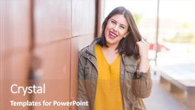  Presentation with beautiful black women smiling - Theme having smiling confident and cheerful lean background and a coral colored foreground