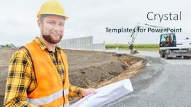  Presentation with foreman - Cool new presentation design with smiling-construction-worker backdrop and a sky blue colored foreground