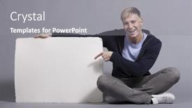  Presentation with signboard - Colorful presentation theme enhanced with smiling-content-man-pointing-finger backdrop and a gray colored foreground