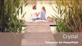  Presentation with picnic - Beautiful slide set featuring smiling-couple-at-river-enjoying backdrop and a coral colored foreground