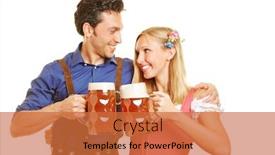  Presentation with oktoberfest - Audience pleasing slides consisting of smiling-couple-drinks-beer backdrop and a red colored foreground