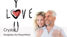  Presentation with valentines - PPT layouts consisting of smiling couple embracing with woman looking at camera against cute valentines message background and a white colored foreground