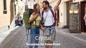  Presentation with prague - Cool new PPT theme with smiling-couple-enjoying-at-trip backdrop and a gray colored foreground