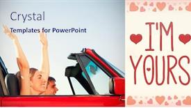  Presentation with working together - Colorful slide deck enhanced with smiling couple going on holidays together against backgrounds working backdrop and a sky blue colored foreground