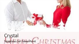  Presentation with merry christmas - Theme consisting of smiling couple holding a gift against merry christmas background and a lemonade colored foreground