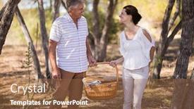  Presentation with safari - Presentation theme having smiling-couple-holding-a-wicker background and a tawny brown colored foreground