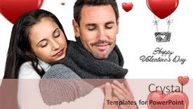  Presentation with valentines - Amazing presentation design having smiling couple hugging eyes closed against cute valentines message backdrop and a coral colored foreground