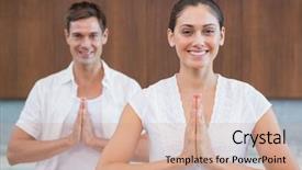  Presentation with lotus - Cool new presentation theme with smiling couple in white sitting backdrop and a coral colored foreground