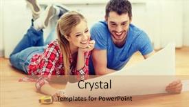  Presentation with home renovation - Presentation theme enhanced with smiling couple looking at blueprint background and a coral colored foreground