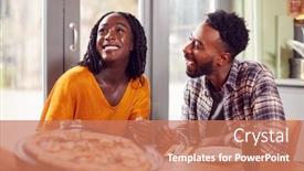  Presentation with restaurant waiter - Amazing slide set having smiling-couple-on-date backdrop and a coral colored foreground