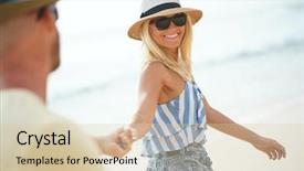  Presentation with honeymoon - Slide deck having smiling couple on honeymoon background and a lemonade colored foreground