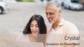  Presentation with city map - Beautiful slides featuring smiling couple reading map backdrop and a soft green colored foreground