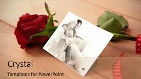  Presentation with envelope - Beautiful presentation featuring smiling couple sitting on the floor against red rose and a red heart envelope backdrop and a coral colored foreground