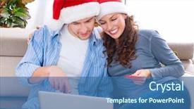  Presentation with earn money for shopping online - Slides featuring smiling couple using credit card background and a ocean colored foreground