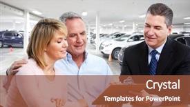  Presentation with car dealer - PPT theme enhanced with couple with car dealer auto background and a tawny brown colored foreground