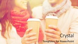  Presentation with season - Slides with smiling couple with coffee cup background and a lemonade colored foreground