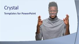  Presentation with eye african american models - Colorful slide set enhanced with smiling crossing fingers with hope backdrop and a  colored foreground