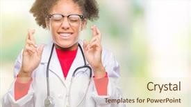  Presentation with afro - Slide set with smiling crossing fingers with hope background and a cream colored foreground