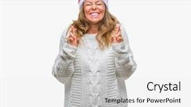  Presentation with hispanic heritage celebration - Amazing PPT theme having smiling crossing fingers with hope backdrop and a  colored foreground