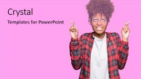  Presentation with african american protest - Audience pleasing slide set consisting of smiling crossing fingers with hope backdrop and a  colored foreground