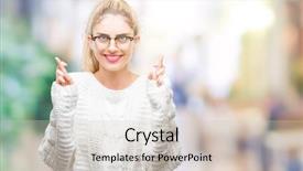  Presentation with hope - Audience pleasing presentation design consisting of smiling crossing fingers with hope backdrop and a  colored foreground